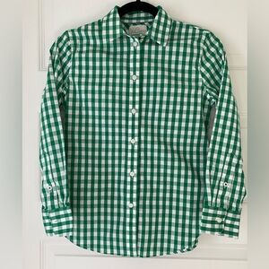 J. Crew Green and White Gingham Button Down Shirt